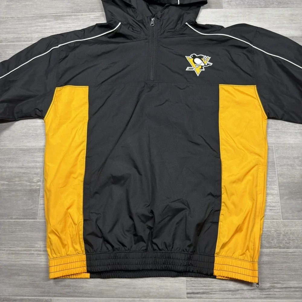 NHL Pittsburg Penguins Windbreaker Youth Large 14/16 Black/Gold‎ Lightweight New